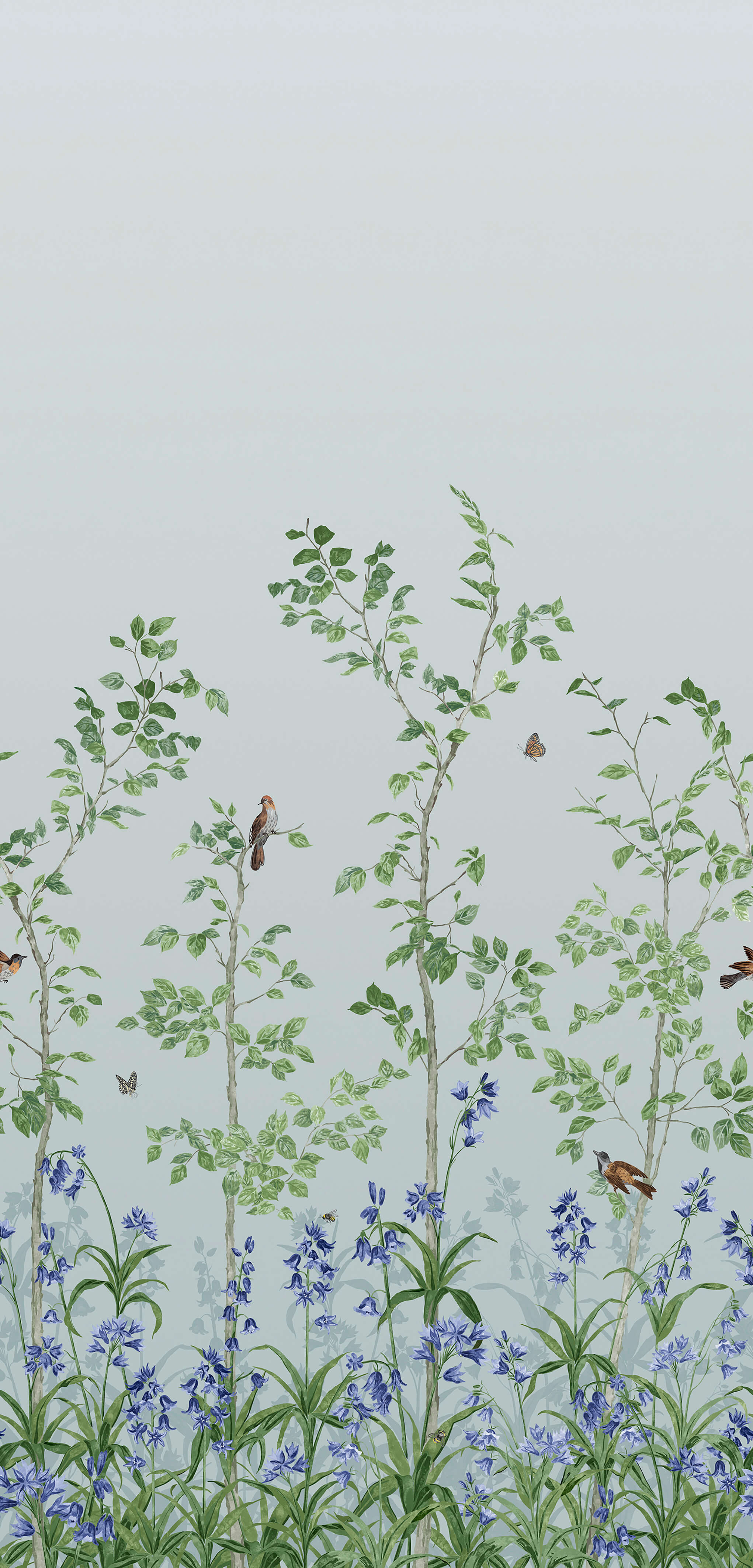 Bird & Bluebell Tapete - Raumtapeterie