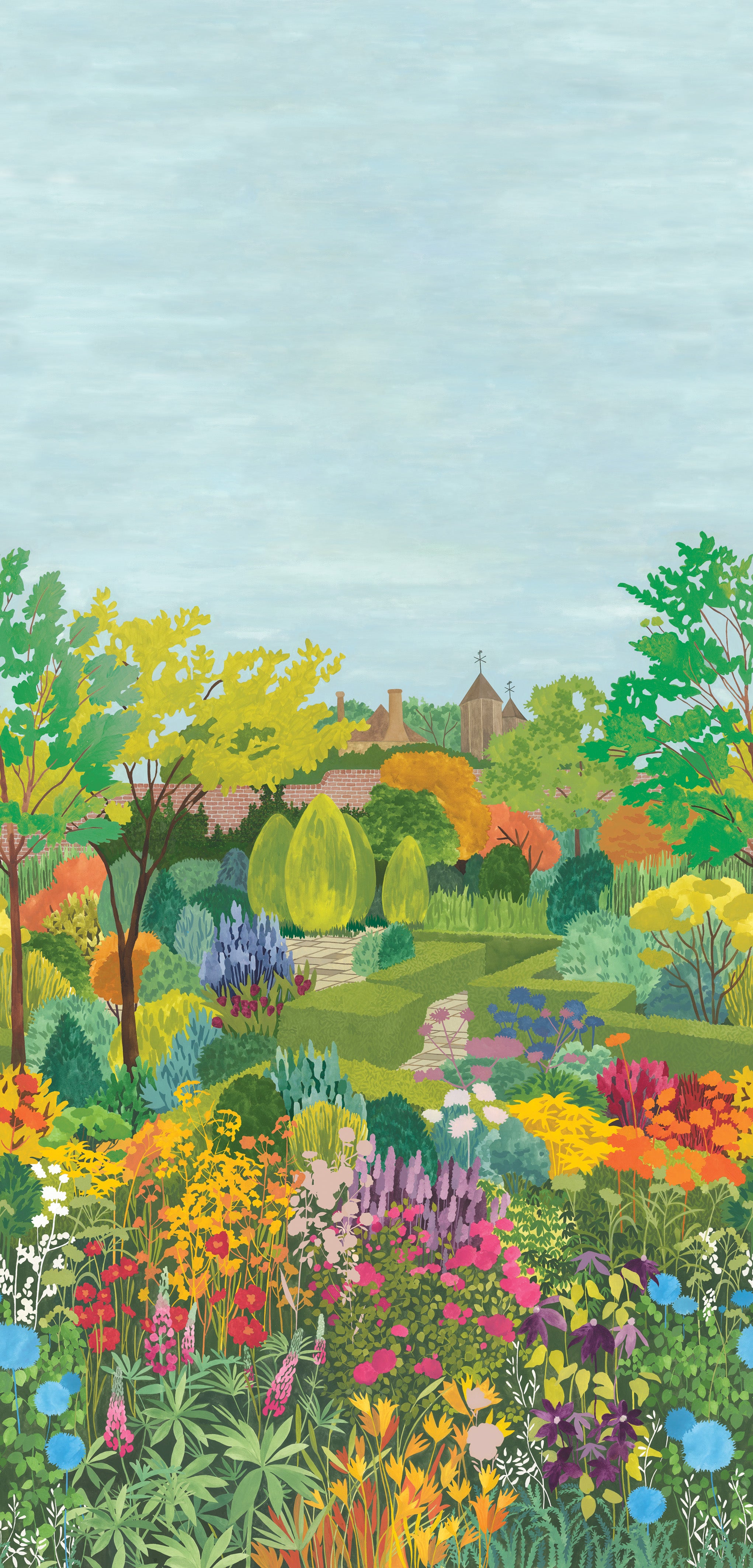 Castle Garden – Mural-Tapete „Garten-Layering“ (landschaftlich) - Raumtapeterie
