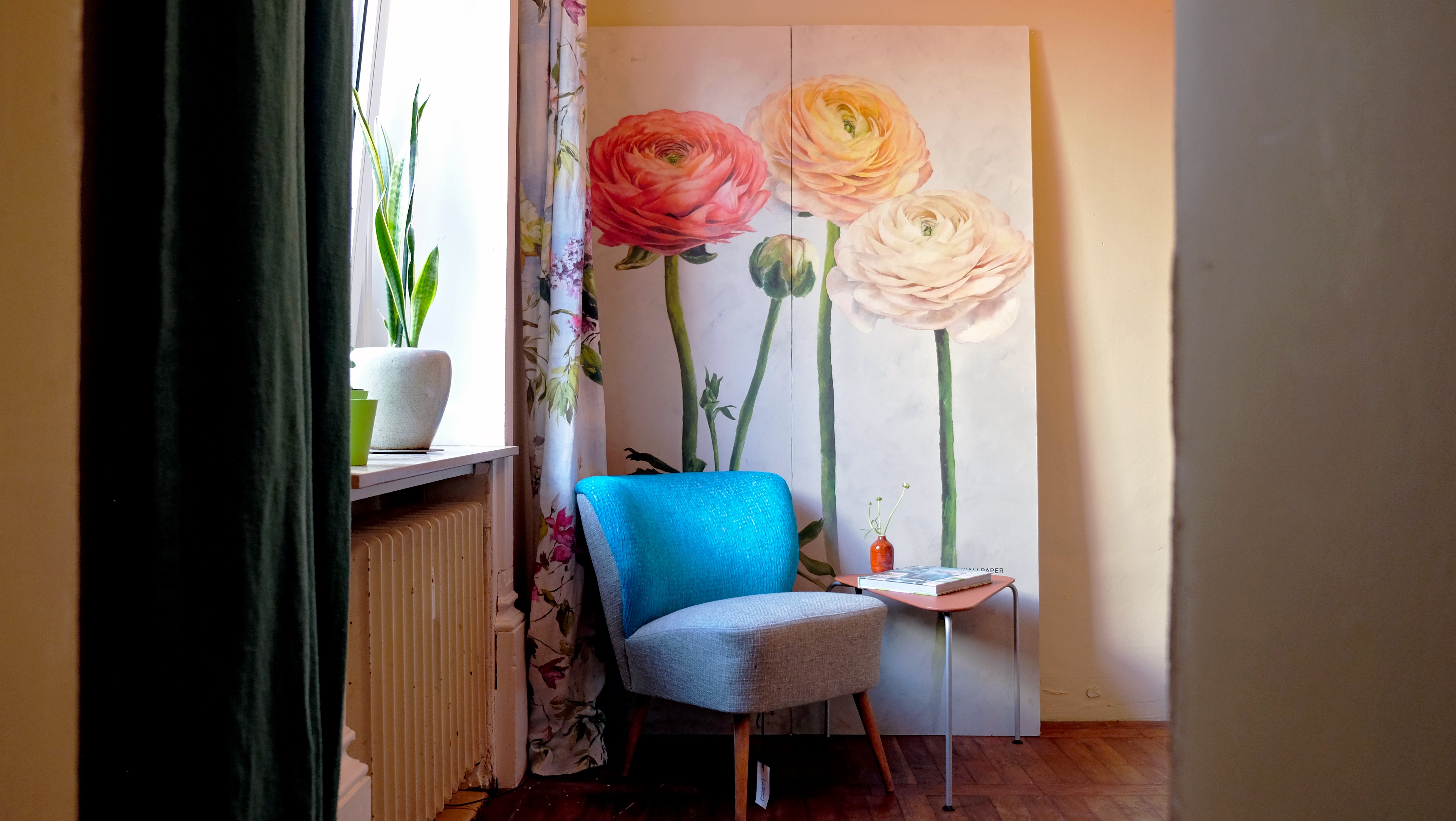 „Retro Cocktailsessel Cyan“– Retro-Flair für dein Zuhause - Raumtapeterie