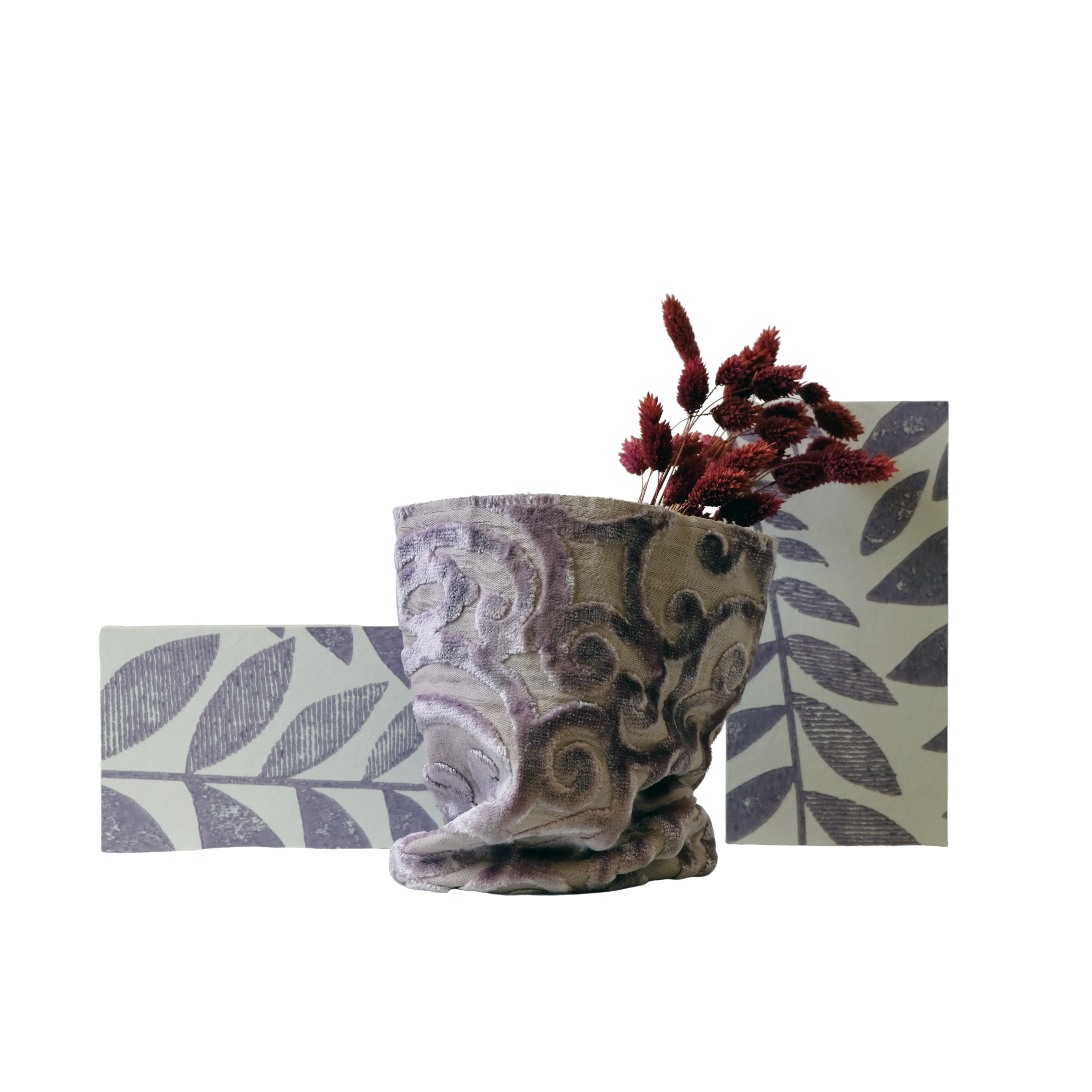 Set Tapetenbilder und Stoffvase „Flieder“ – Kreative Wohnaccessoires in harmonischem Design - Raumtapeterie