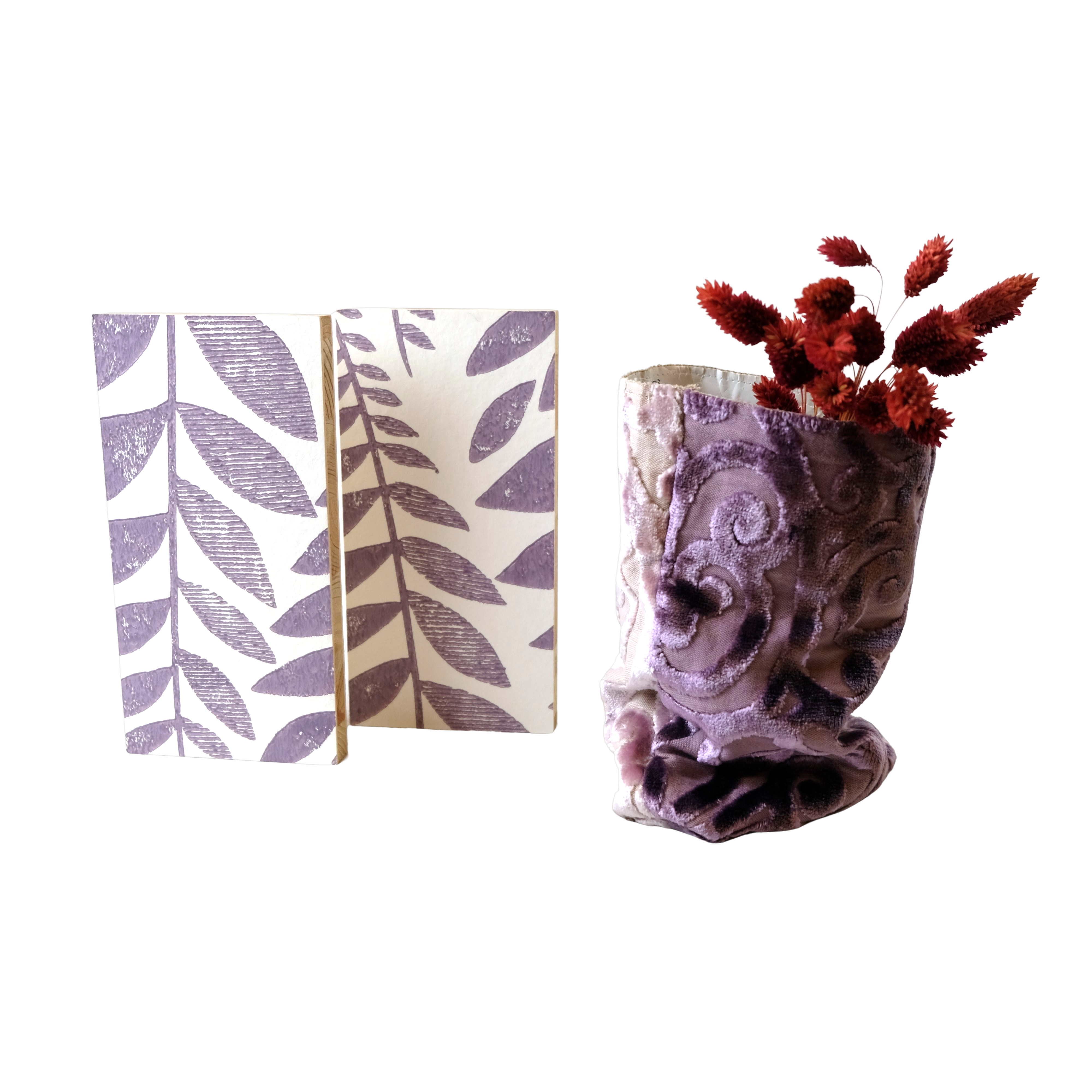 Set Tapetenbilder und Stoffvase „Flieder“ – Kreative Wohnaccessoires in harmonischem Design - Raumtapeterie