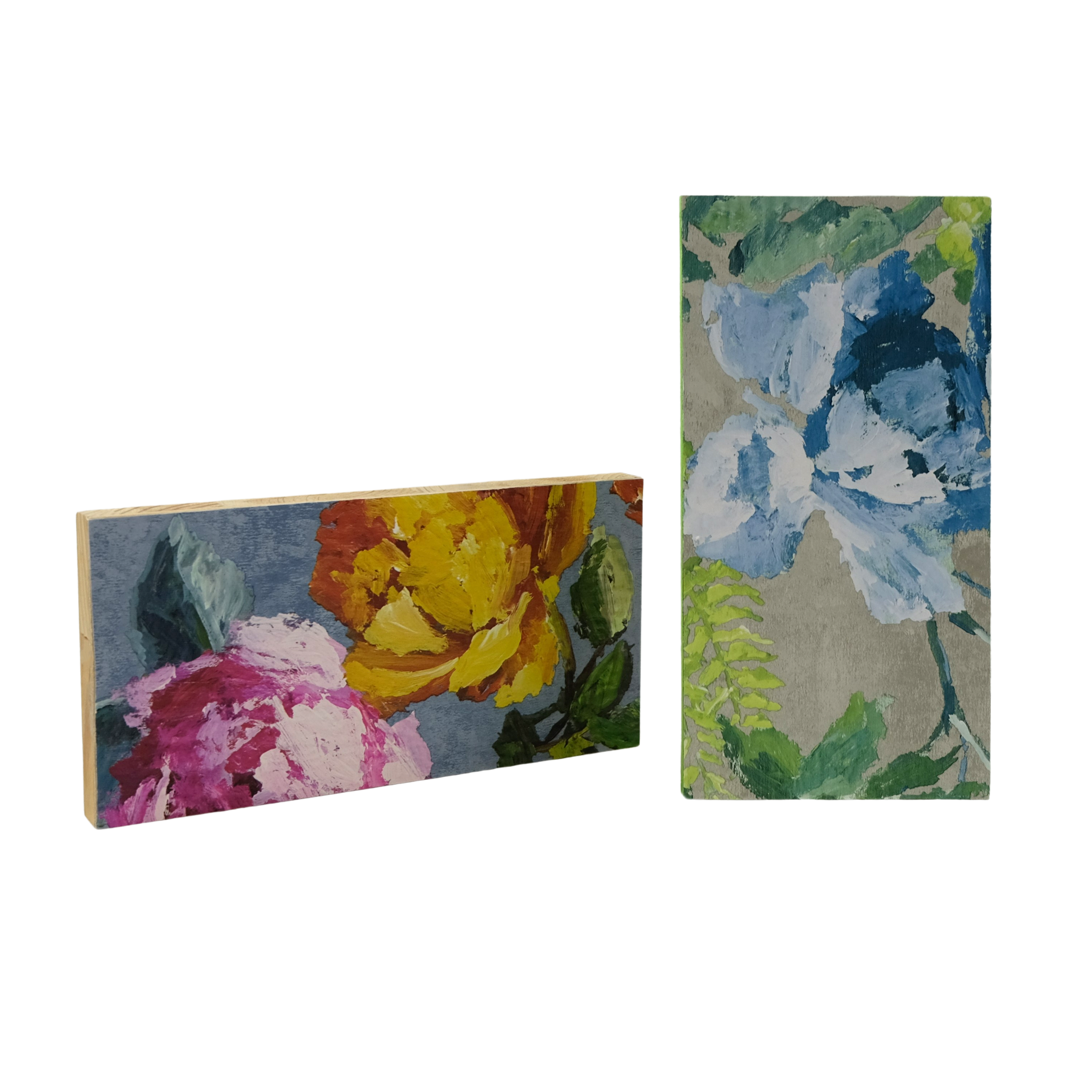 Tapetenbilder „Floral/Blau“ – 2er-Set mit stilvollen Akzenten - Raumtapeterie