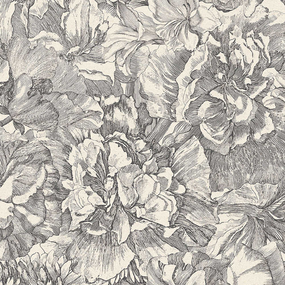 Eijffinger Tapete 3073 – Romantische Vliestapete mit klassischem Blumenmuster in 2-Ton - Raumtapeterie