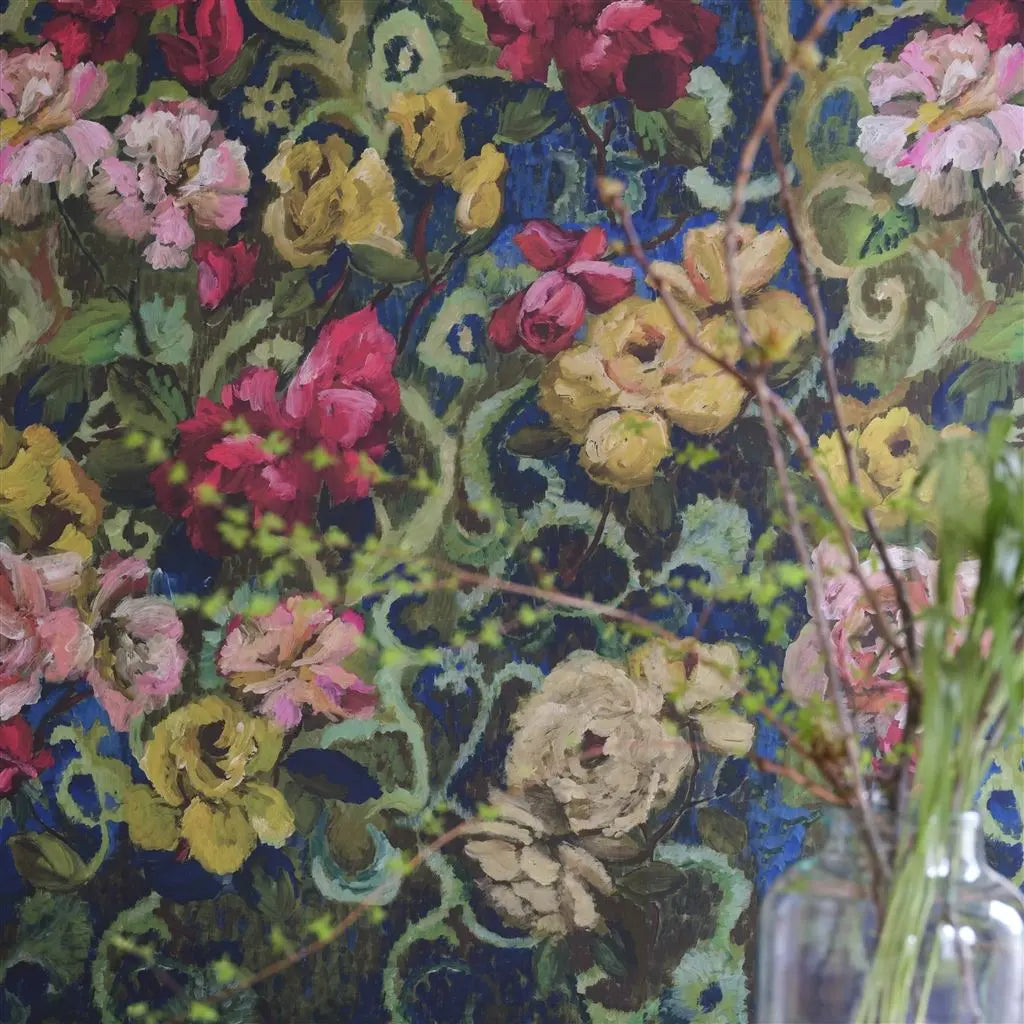 Tapete mit Blumen von Designers Guild: Tapestry Flower Vintage Green Designers Guild