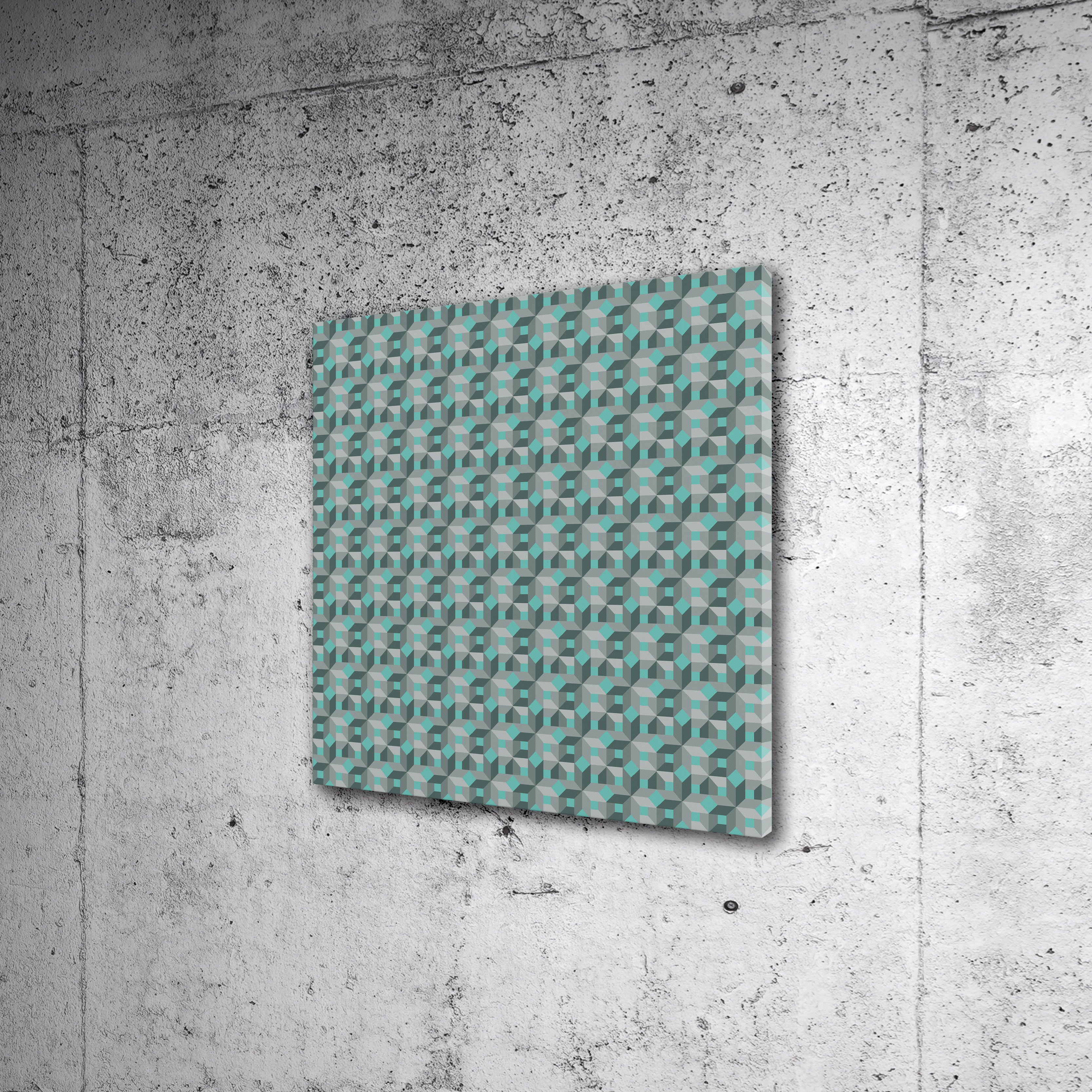 YAGEMEDIA Grafik „Basic, Quadrat, Raute; hellblau/grau“ – Minimalistische Kunst auf Leinwand - Raumtapeterie