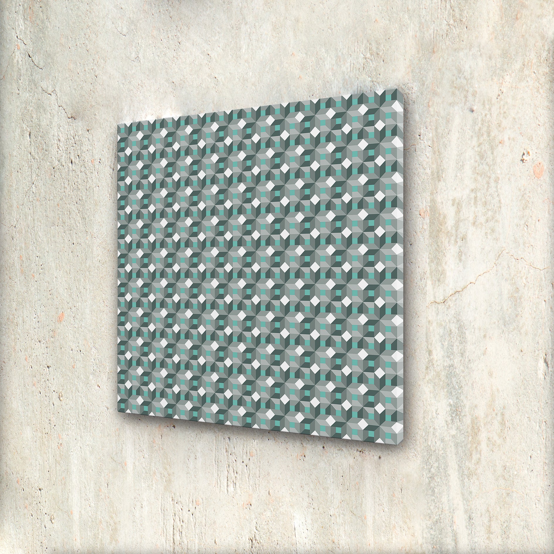 YAGEMEDIA Grafik „Basic, Quadrat, Raute; hellblau/grau/weiß“ – Minimalistische Eleganz in geometrischer Perfektion - Raumtapeterie