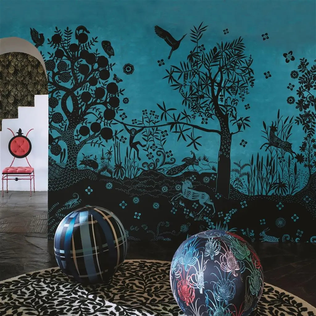 Tapete von Christian Lacroix:Bois Paradis Bleu Nigelle Designers Guild
