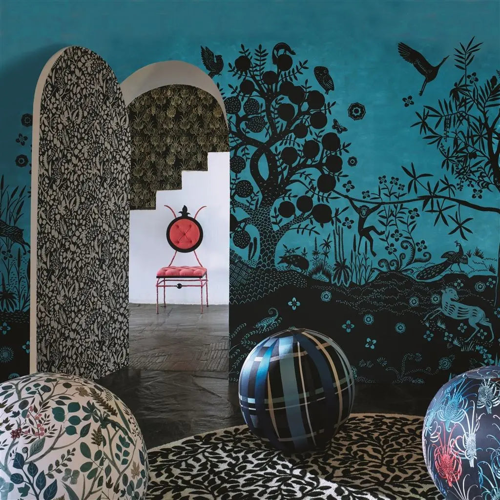 Tapete von Christian Lacroix:Bois Paradis Bleu Nigelle Designers Guild