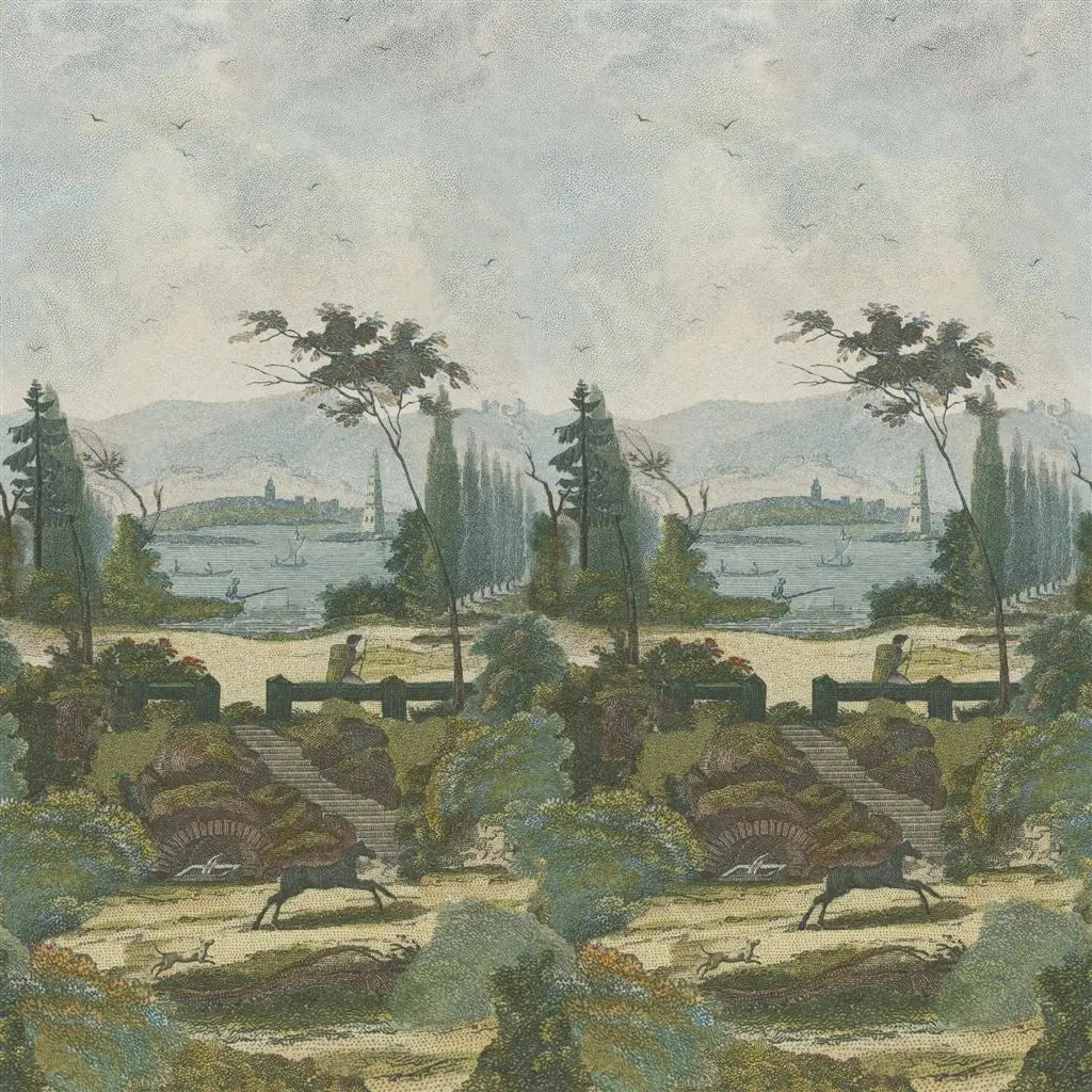 Tapete von John Derian Pastoral Scene 1 Sky Designers Guild