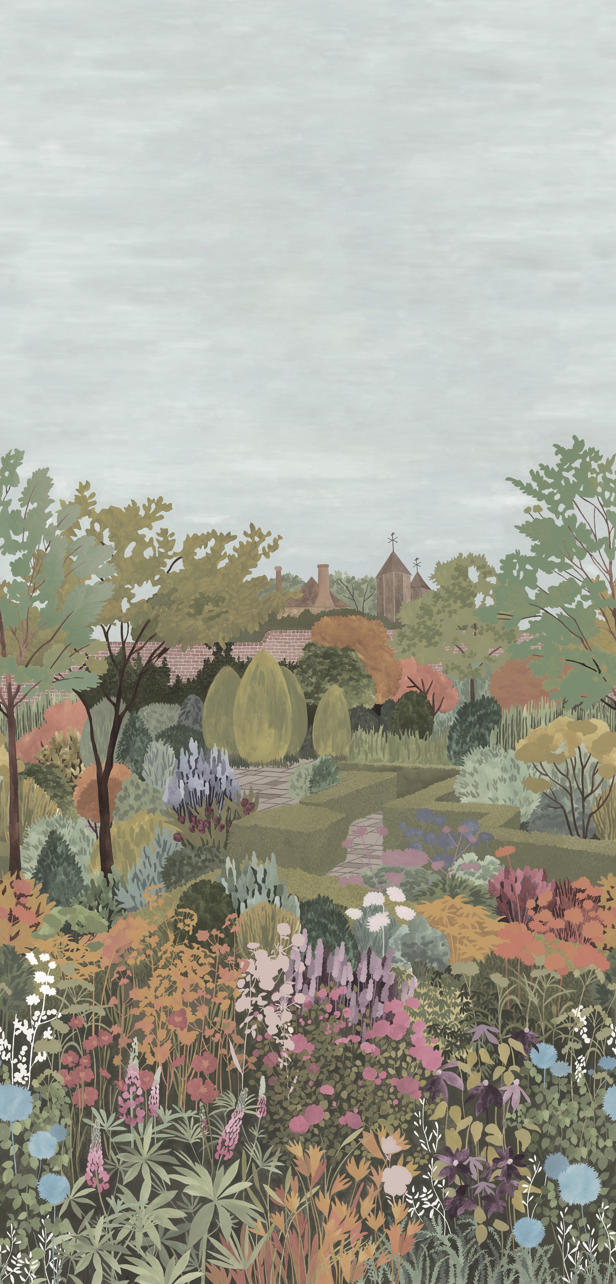 Castle Garden – Mural-Tapete „Garten-Layering“ (landschaftlich) - Raumtapeterie