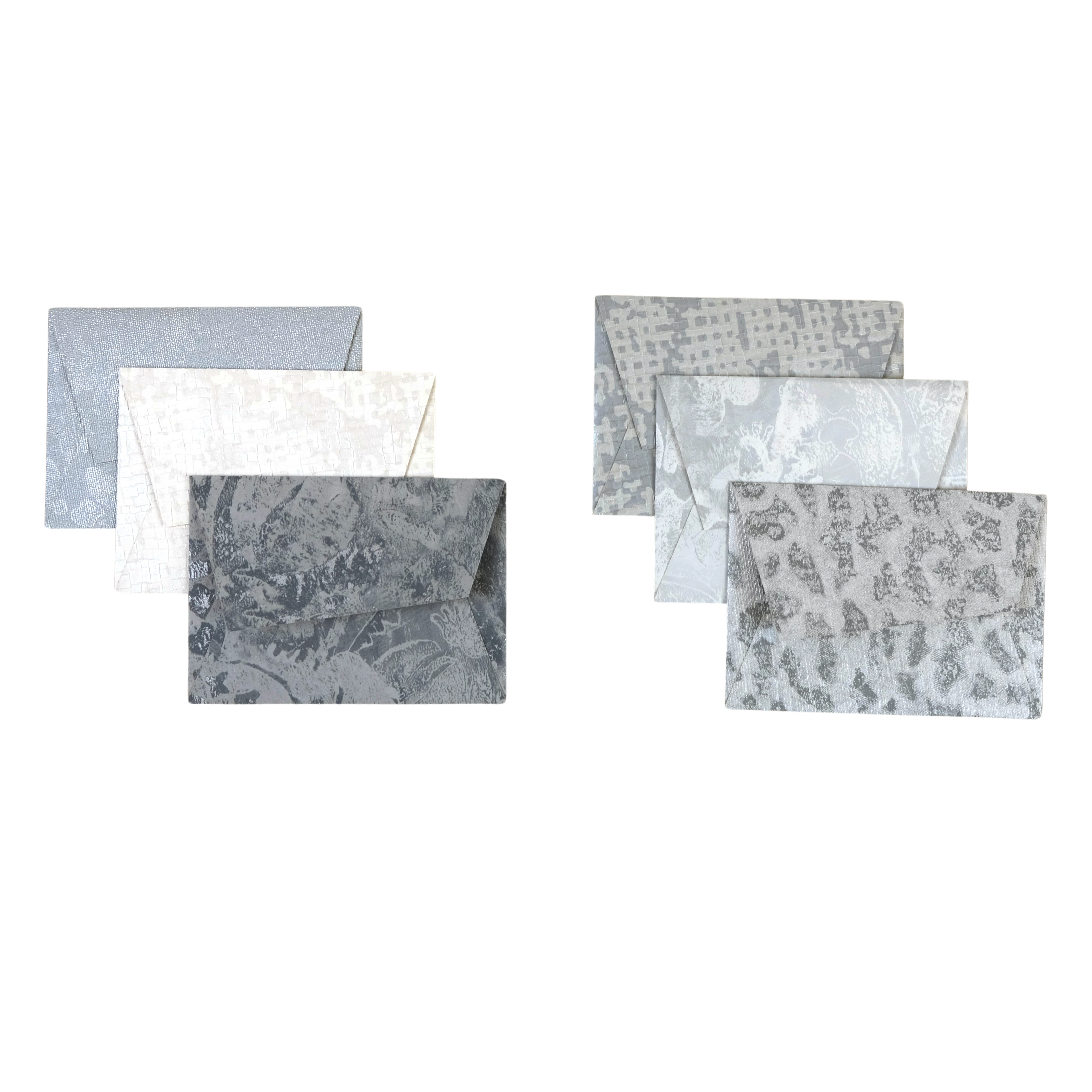 Briefumschlag aus Tapete Grau/Silber: 6er Set