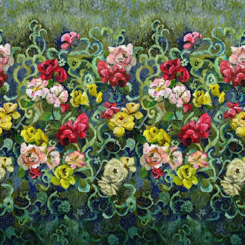 Tapete mit Blumen von Designers Guild: Tapestry Flower Vintage Green Designers Guild