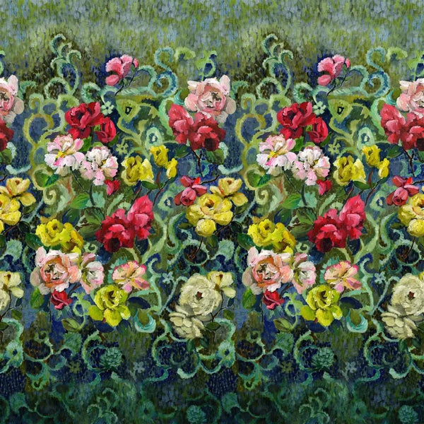 Tapete mit Blumen von Designers Guild: Tapestry Flower Vintage Green Designers Guild