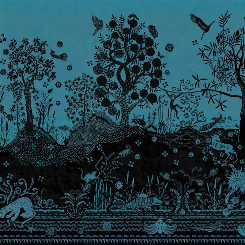 Tapete von Christian Lacroix:Bois Paradis Bleu Nigelle Designers Guild