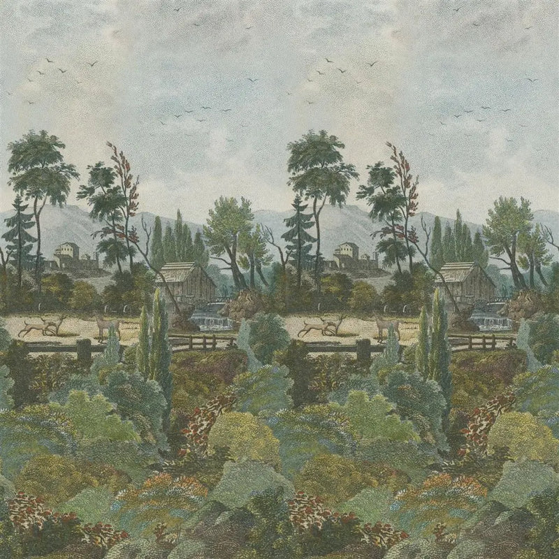 Tapete von John Derian Pastoral Scene 1 Sky Designers Guild