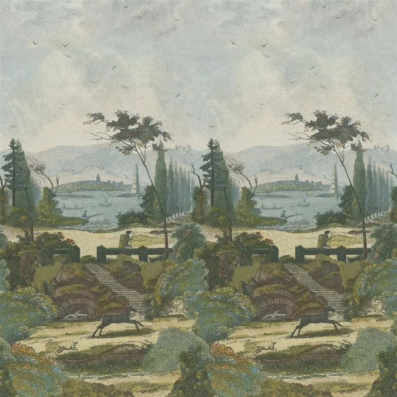 Tapete von John Derian Pastoral Scene 1 Sky Designers Guild